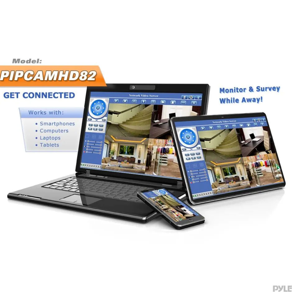 Indoor Wireless IP Camera - Remote Monitoring, HD 1080p, Night Vision, White<Pyle Outlet