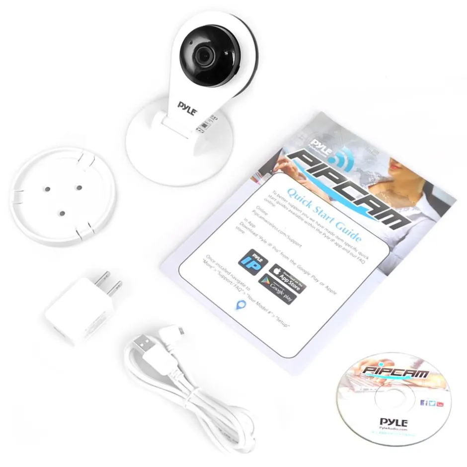 Indoor Wireless Security Camera - HD720p, Night Vision, Motion Detect, White<Pyle Clearance