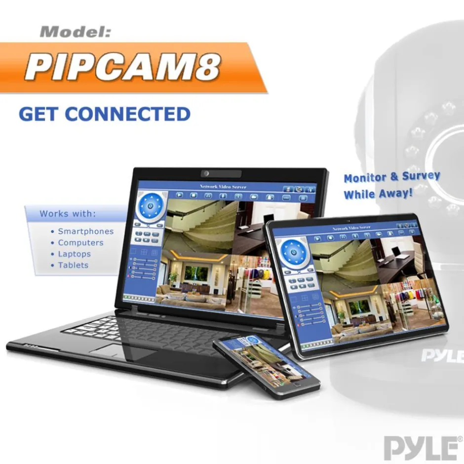 Indoor Wireless Security Camera - Remote Control, 720p HD, Night Vision<Pyle