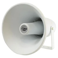 Indoor/Outdoor PA Horn Speaker 30W Loud Sound Aluminum White<Pyle
