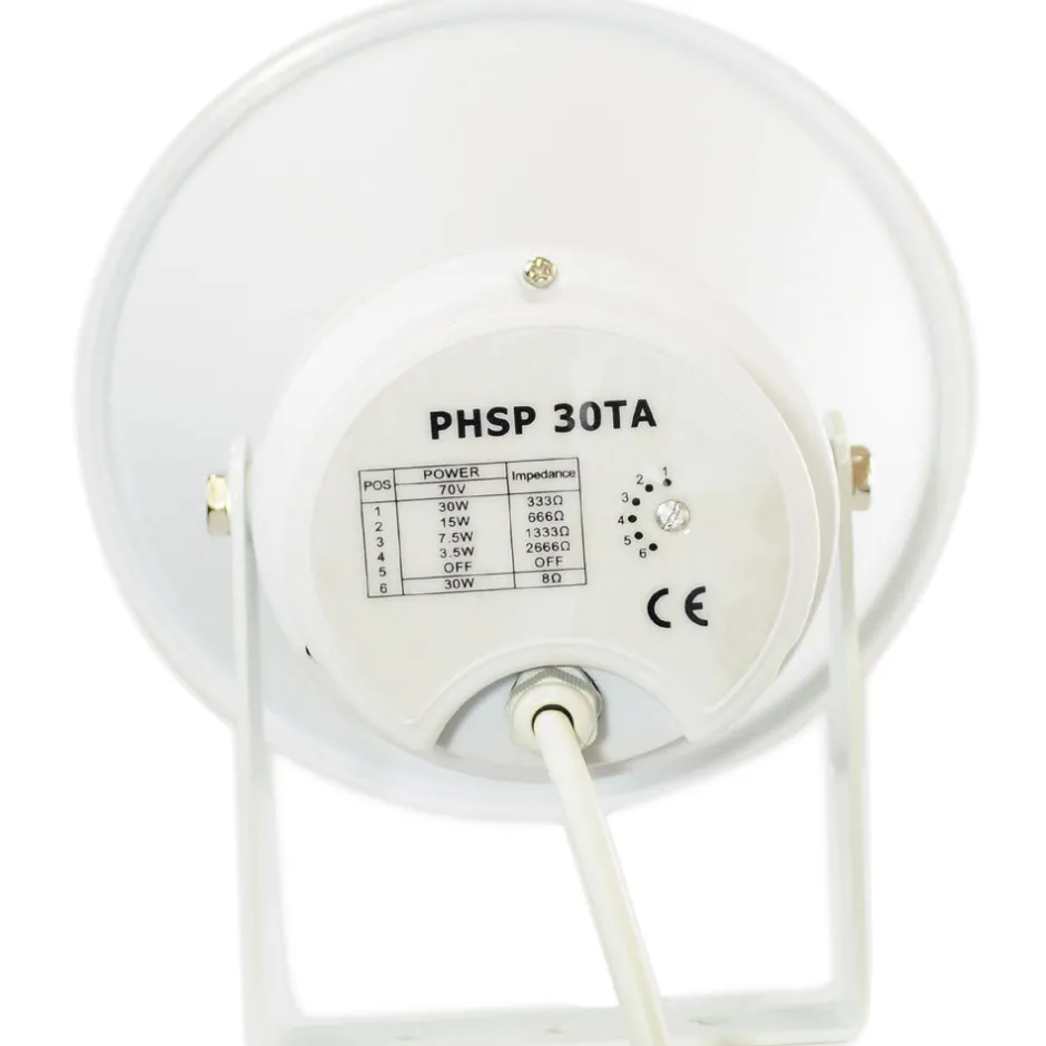 Indoor/Outdoor PA Horn Speaker 30W Loud Sound Aluminum White<Pyle