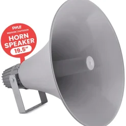 Indoor/Outdoor PA Horn Speaker 100W Loud Sound Aluminum Grey<Pyle Outlet