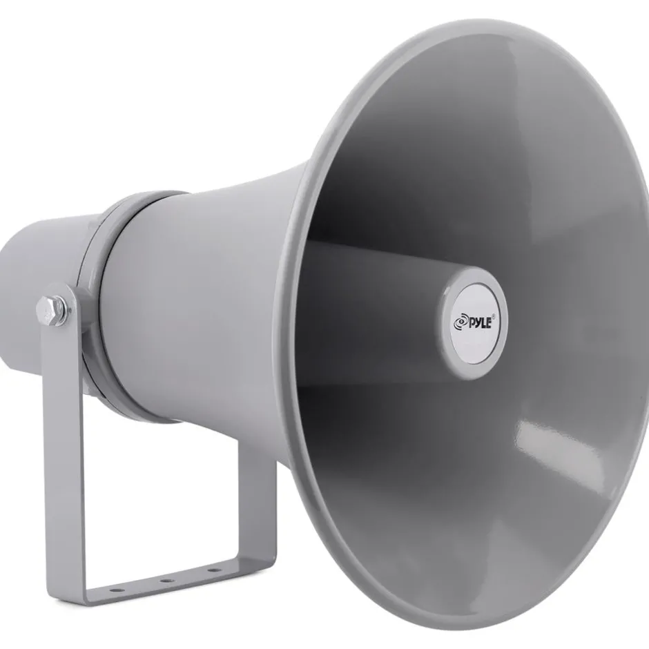 Indoor/Outdoor PA Horn Speaker 30W Loud Sound Aluminum Grey<Pyle Best