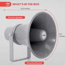 Indoor/Outdoor PA Horn Speaker 20W Loud Sound Aluminum Grey<Pyle Clearance