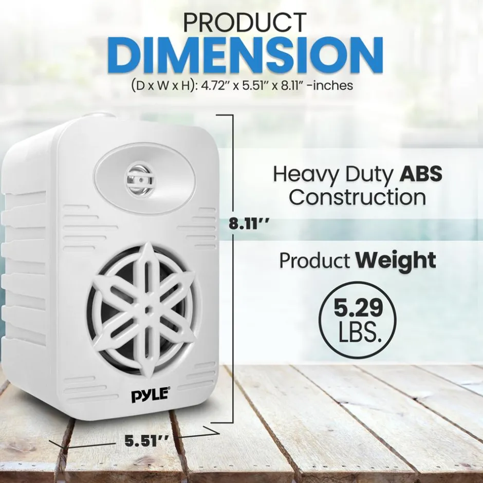 Indoor/Outdoor Speakers 300W Waterproof 4" 2-Way Polymer Tweeter White<Pyle