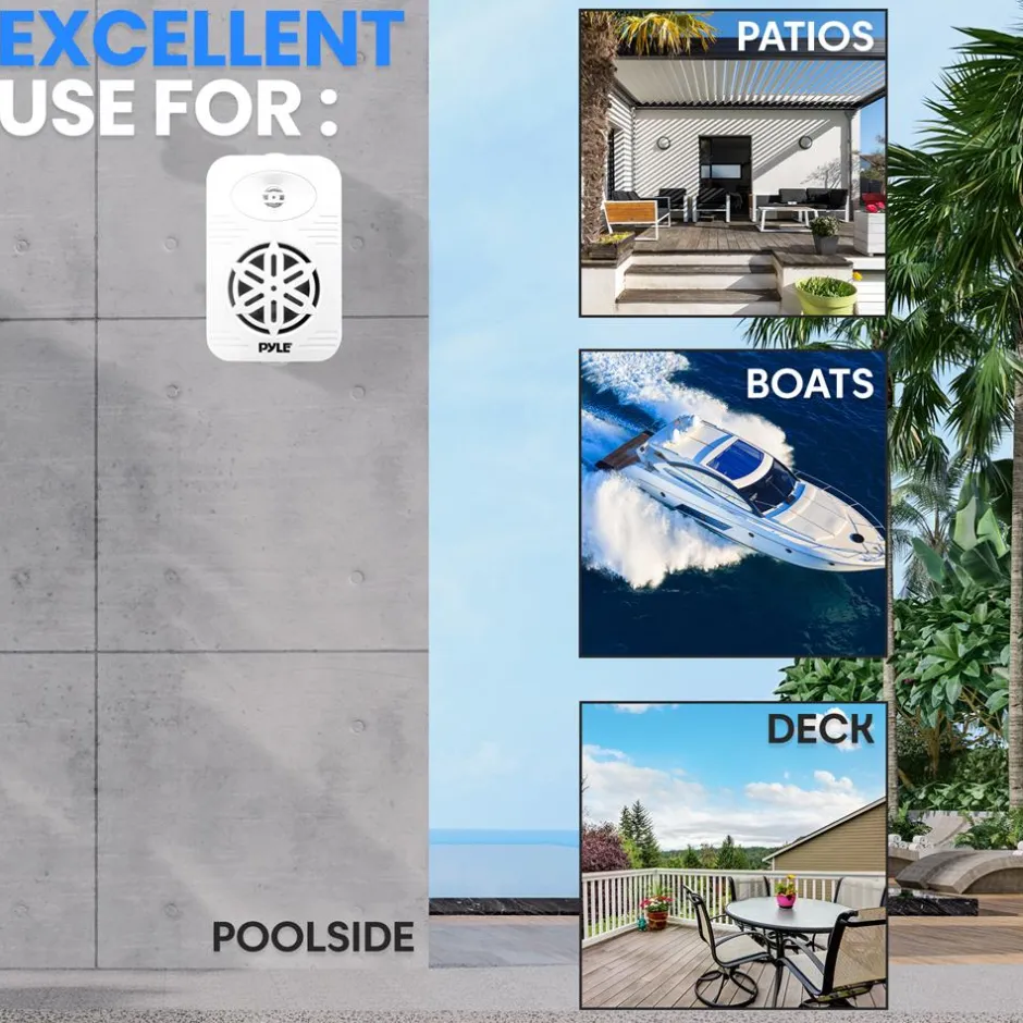 Indoor/Outdoor Speakers 300W Waterproof 4" 2-Way Polymer Tweeter White<Pyle