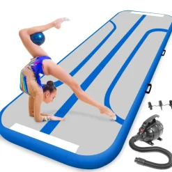 Inflatable Gymnastics Mat - Bouncy, Waterproof, Durable PVC - Blue<SereneLife