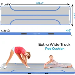 Inflatable Gymnastics Mat - Bouncy, Waterproof, Durable PVC - Blue<SereneLife