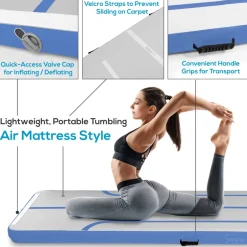 Inflatable Gymnastics Mat - Bouncy, Waterproof, Durable PVC - Blue<SereneLife