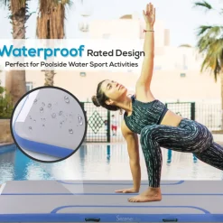 Inflatable Gymnastics Mat - Bouncy, Waterproof, Durable PVC - Blue<SereneLife