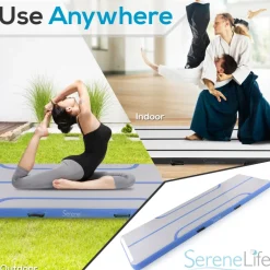 Inflatable Gymnastics Mat - Bouncy, Waterproof, Durable PVC - Blue<SereneLife