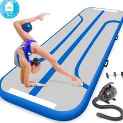 Inflatable Gymnastics Mat - Bouncy, Waterproof, Durable PVC - Blue<SereneLife