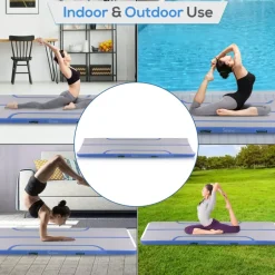 Inflatable Gymnastics Mat - Bouncy, Waterproof, Durable PVC - Blue<SereneLife
