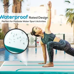 Inflatable Gymnastics Mat 13ft - Bouncy, Durable, Aquamarine<SereneLife New