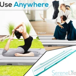 Inflatable Gymnastics Mat 13ft - Bouncy, Durable, Aquamarine<SereneLife New