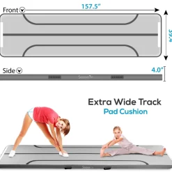 Inflatable Gymnastics Mat 13FT - Bouncy, Waterproof, 4in Thick, Blue<SereneLife Best