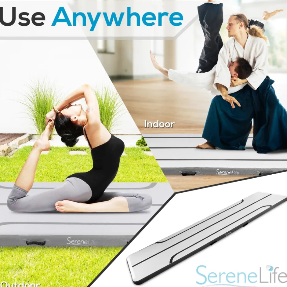 Inflatable Gymnastics Mat 13FT - Bouncy, Waterproof, 4in Thick, Blue<SereneLife Best
