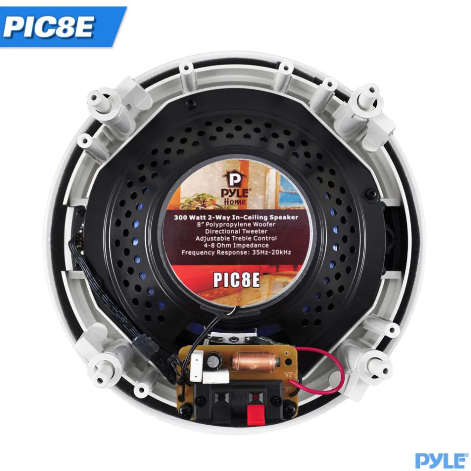 In-Wall Ceiling Speakers 300W Dual 8" Silk Tweeter Adjustable Treble<Pyle Hot