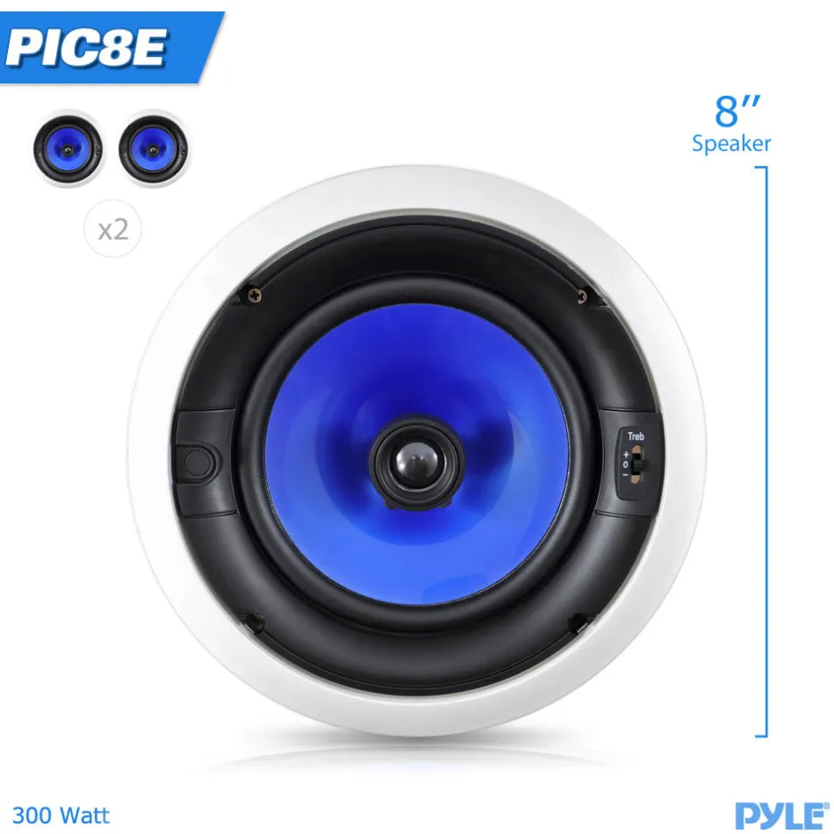 In-Wall Ceiling Speakers 300W Dual 8" Silk Tweeter Adjustable Treble<Pyle Hot
