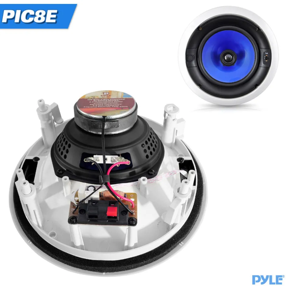 In-Wall Ceiling Speakers 300W Dual 8" Silk Tweeter Adjustable Treble<Pyle Hot