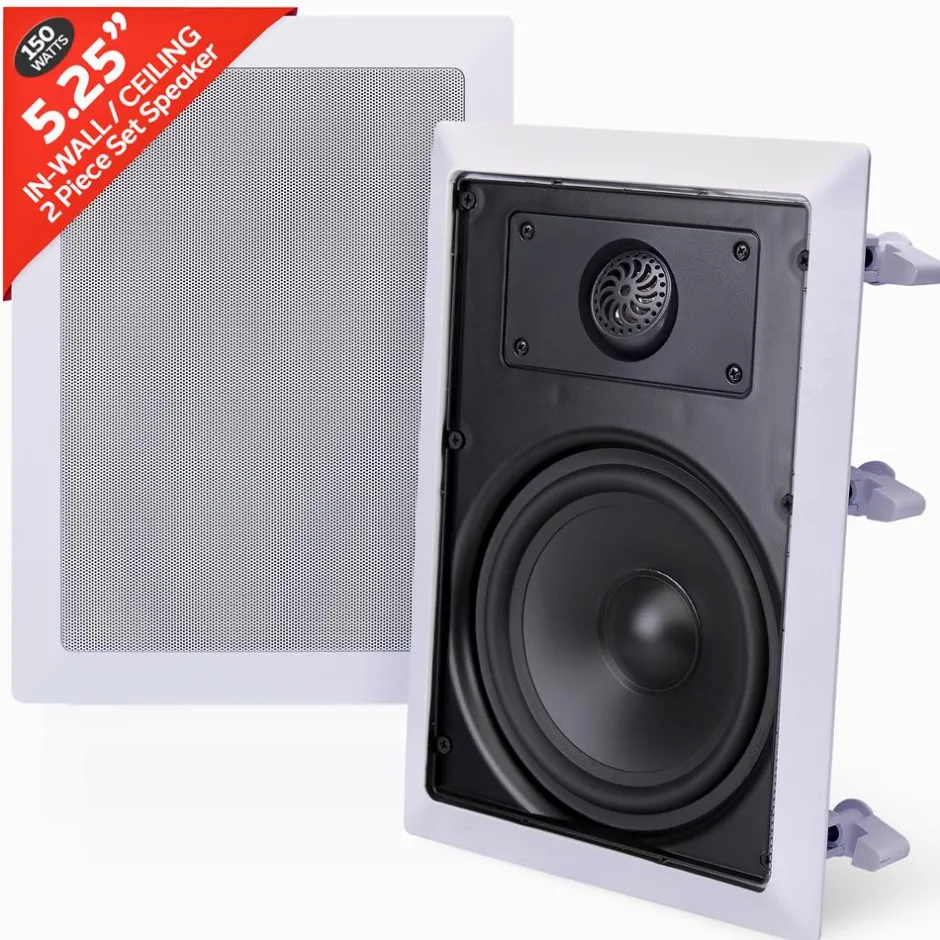 In-Wall/Ceiling Speakers 150W Flush Mount 2-Way Stereo White (Pair)<Pyle Sale