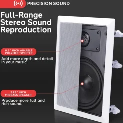 In-Wall/Ceiling Speakers 150W Flush Mount 2-Way Stereo White (Pair)<Pyle Sale