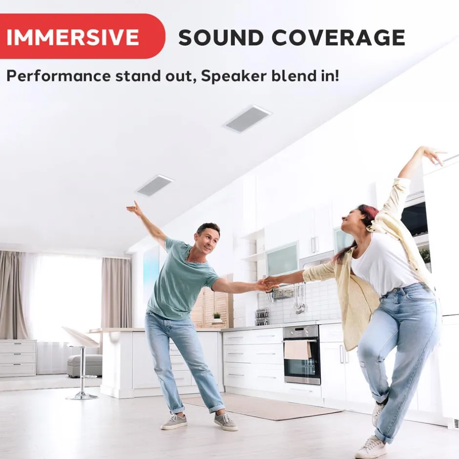 In-Wall/Ceiling Speakers, 2-Way Stereo, 5.25" Woofers, Flush Mount, White<Pyle Outlet