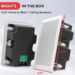 In-Wall/Ceiling Speakers, 2-Way Stereo, 5.25