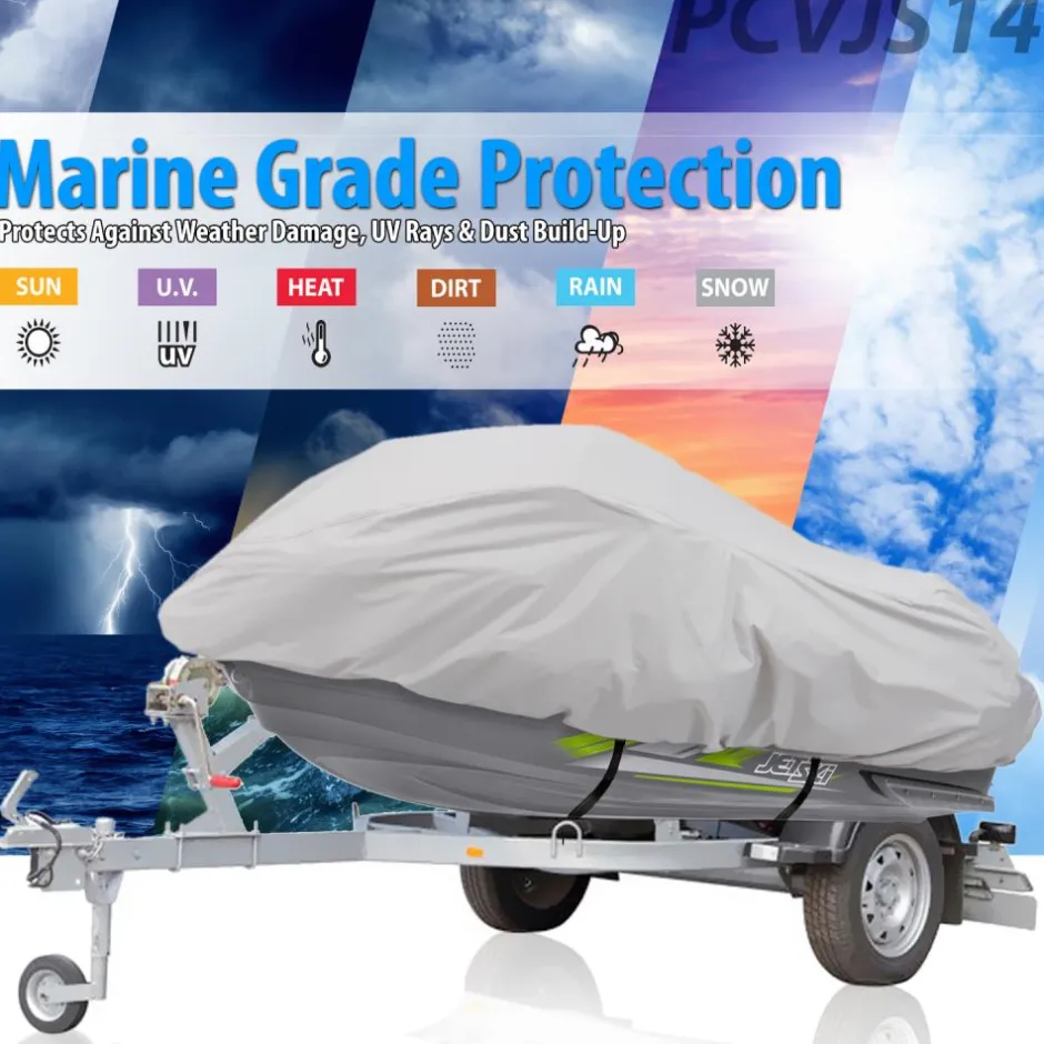 Jetski Cover Waterproof Marine Grade 300D Canvas Gray 139-145"<Pyle Hot