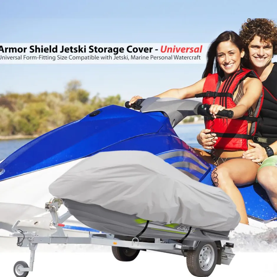 Jetski Cover Waterproof Marine Grade 300D Canvas Gray 139-145"<Pyle Hot