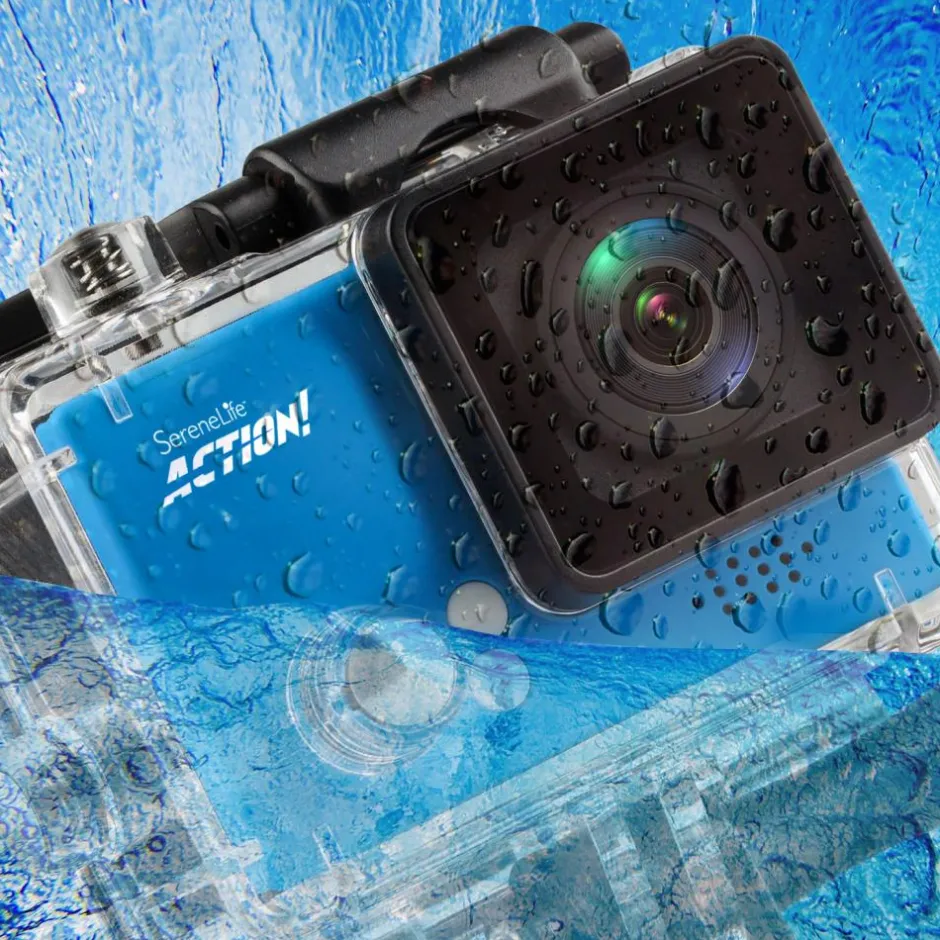 4K Ultra HD Action Camcorder, Slow-Mo, WiFi, Blue, 2" LCD, 160° Wide Angle<SereneLife Clearance
