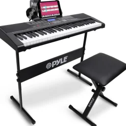 61-Key Electric Keyboard Piano, Portable Bluetooth, LCD Display<Pyle Clearance