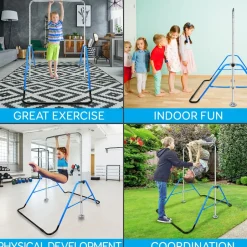Kids Gymnastics Bar Adjustable Height Foldable Steel Tube<SereneLife Online