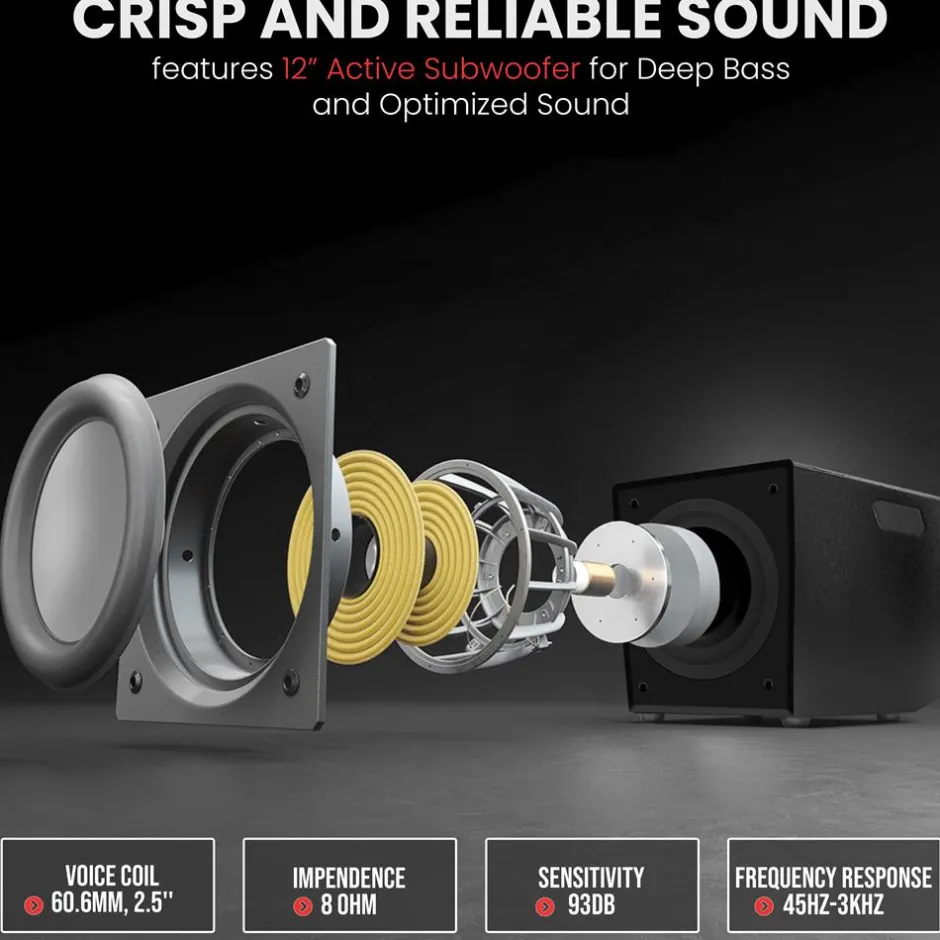 Line Array Speaker System - Powerful Sound, 1320W, Bluetooth Streaming<Pyle New