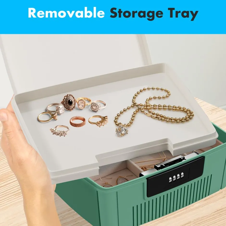 Lockable Storage Bin 1 Gallon Capacity ABS Material Green<SereneLife Hot