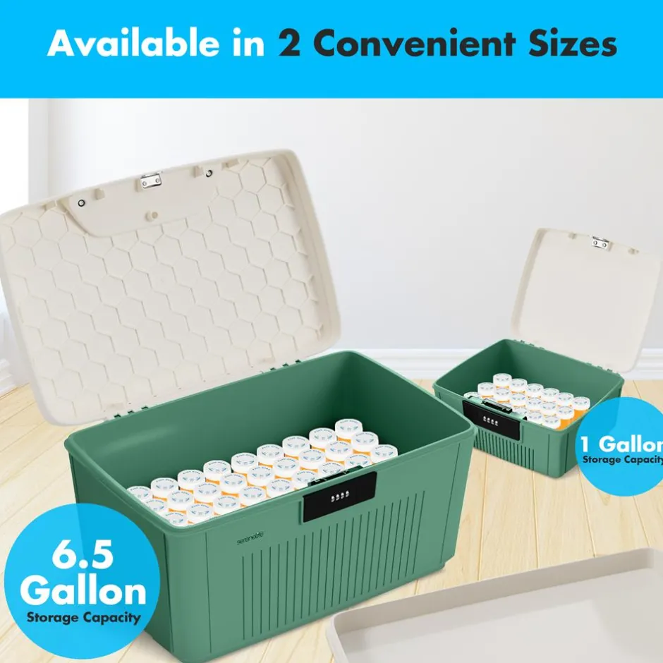 Lockable Storage Bin 1 Gallon Capacity ABS Material Green<SereneLife Hot