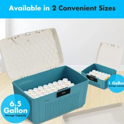 Lockable Storage Bin 6.5 Gal Capacity ABS Material Blue<SereneLife Hot