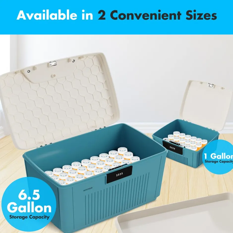 Lockable Storage Bin 6.5 Gal Capacity ABS Material Blue<SereneLife Hot