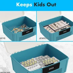 Lockable Storage Bin, Secure 4-Digit Lock, Durable ABS, Blue<SereneLife Hot