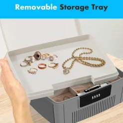 Lockable Storage Bin, Secure Combo Lock, Durable ABS, Gray<SereneLife New