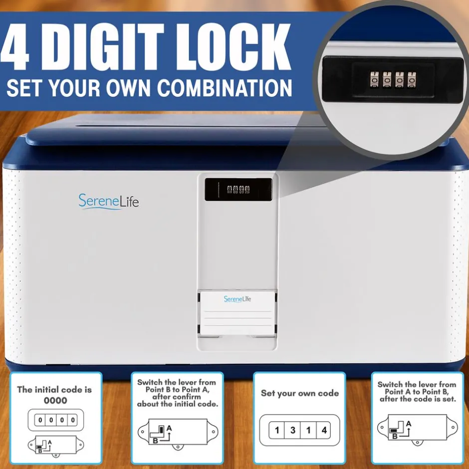 Lockable Storage Box 21 Gal Capacity, Combo Lock, Reinforced ABS, Blue<SereneLife Best