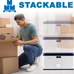 Lockable Storage Box 21 Gal Capacity, Combo Lock, Reinforced ABS, Blue<SereneLife Best