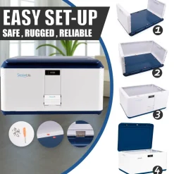 Lockable Storage Box 21 Gal Capacity, Combo Lock, Reinforced ABS, Blue<SereneLife Best