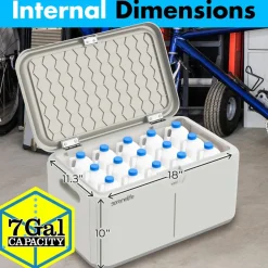 Lockable Storage Box 7 Gal Capacity ABS Material Light Gray<SereneLife New