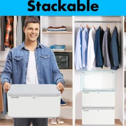 Lockable Storage Box 7 Gal Capacity ABS Material Light Gray<SereneLife New