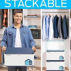 Lockable Storage Box 8 Gal Capacity ABS Material Navy Blue<SereneLife Best