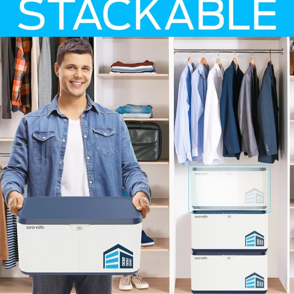 Lockable Storage Box 8 Gal Capacity ABS Material Navy Blue<SereneLife Best