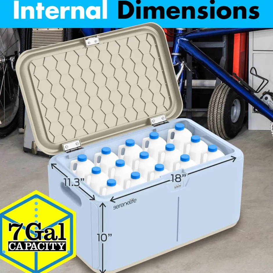 Lockable Storage Box 7 Gal Capacity ABS Material Light Blue<SereneLife New