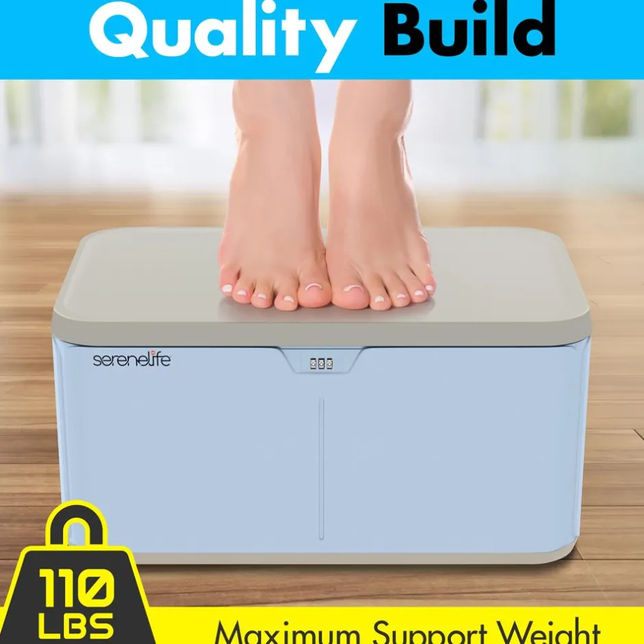 Lockable Storage Box 7 Gal Capacity ABS Material Light Blue<SereneLife New