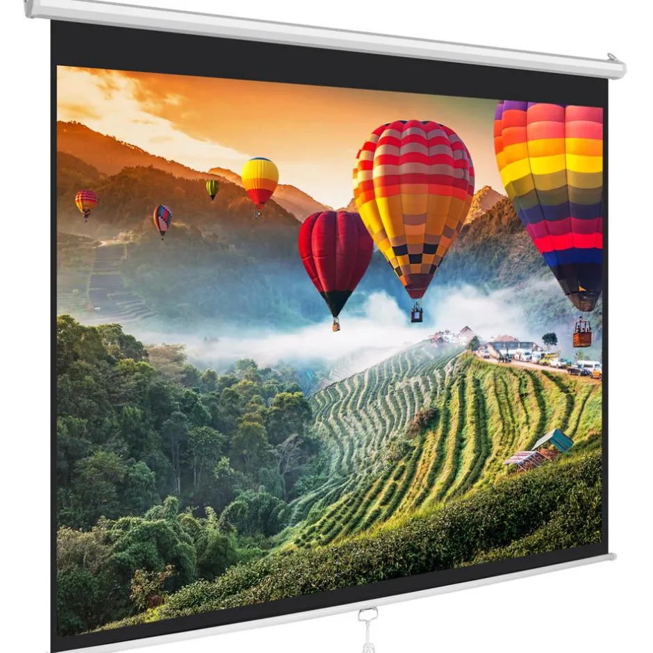 Manual Pull-Down Projector Screen, Clear Image, Matte White, 72-Inch<Pyle